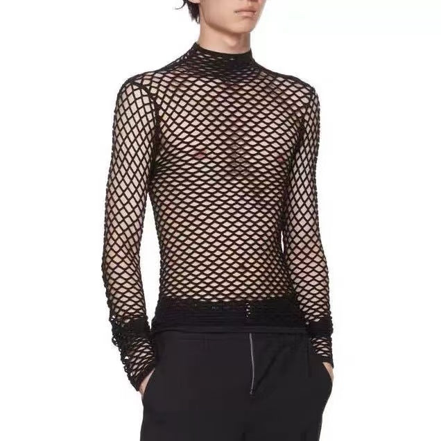 Hollow out long sleeved mesh base shirt(Anchor development)